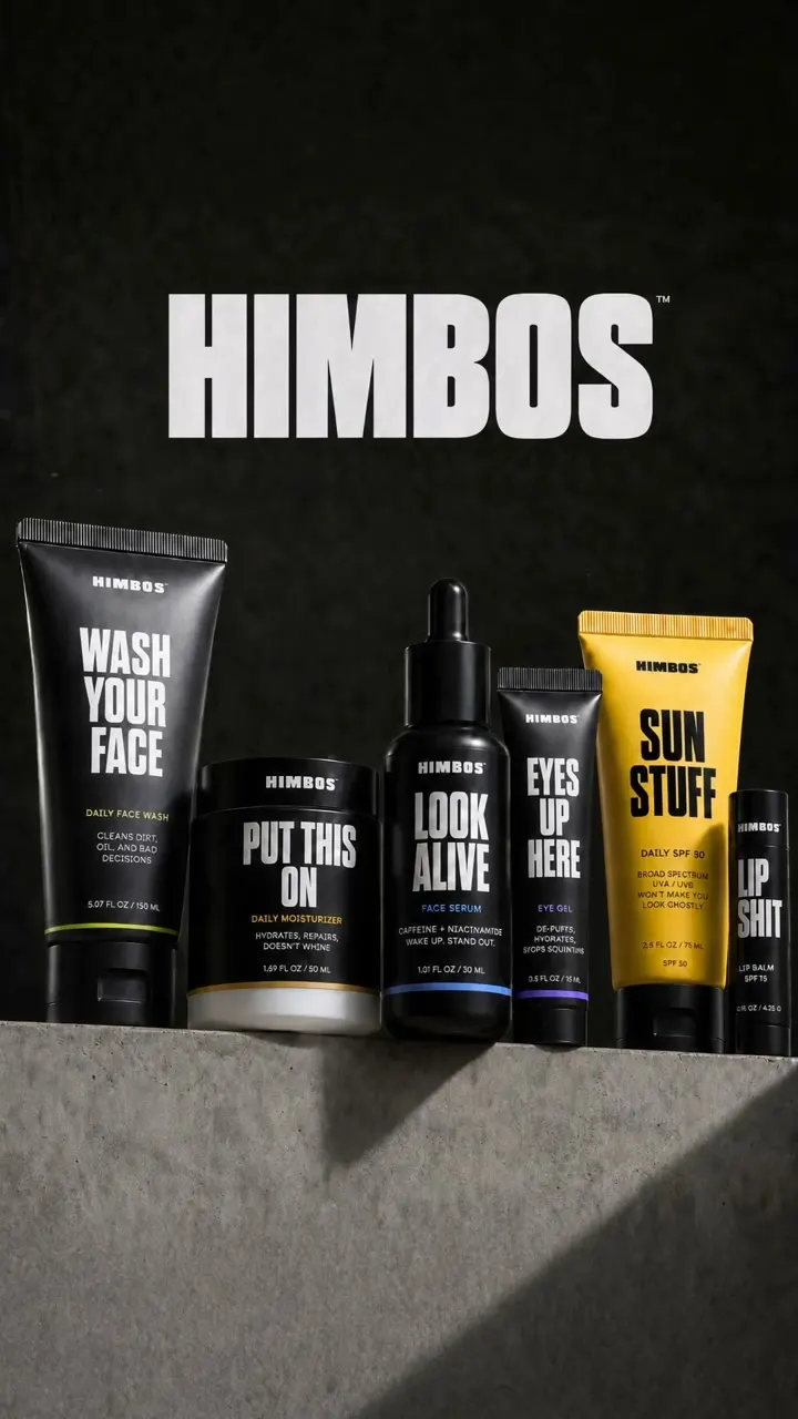 HIMBOS campaign film preview featuring the skincare lineup